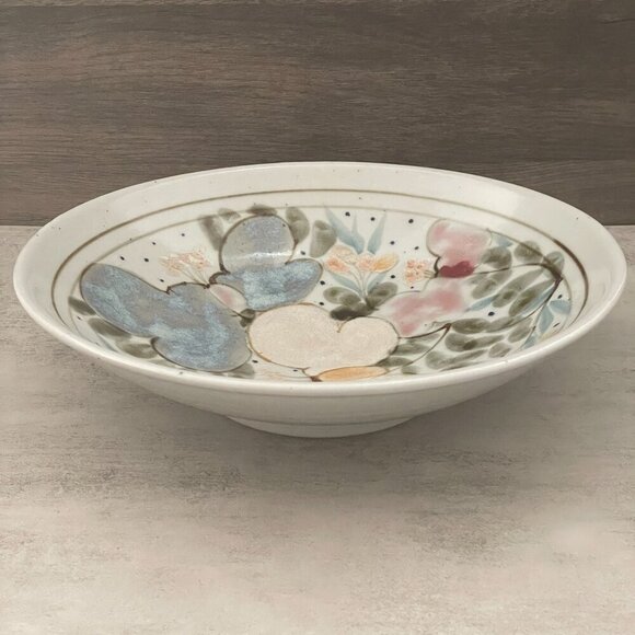 Vintage Highland Stoneware Scotland Hand Painted Floral 11.5" Serving Bowl - Picture 2 of 9